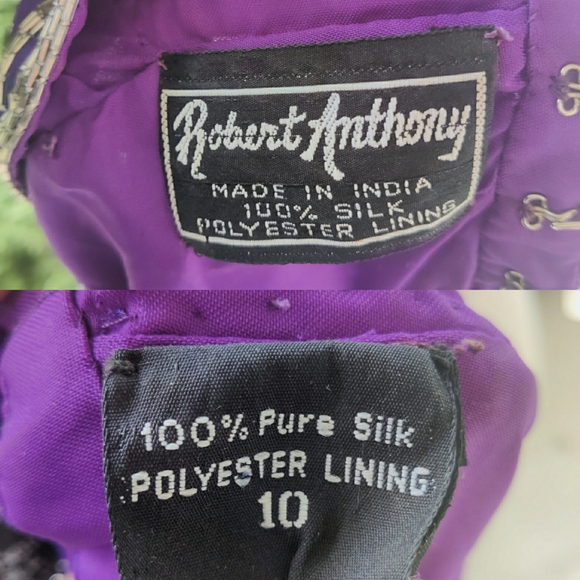 S/M 80s Royal Purple Beaded Glam Dress - Picture 8 of 8